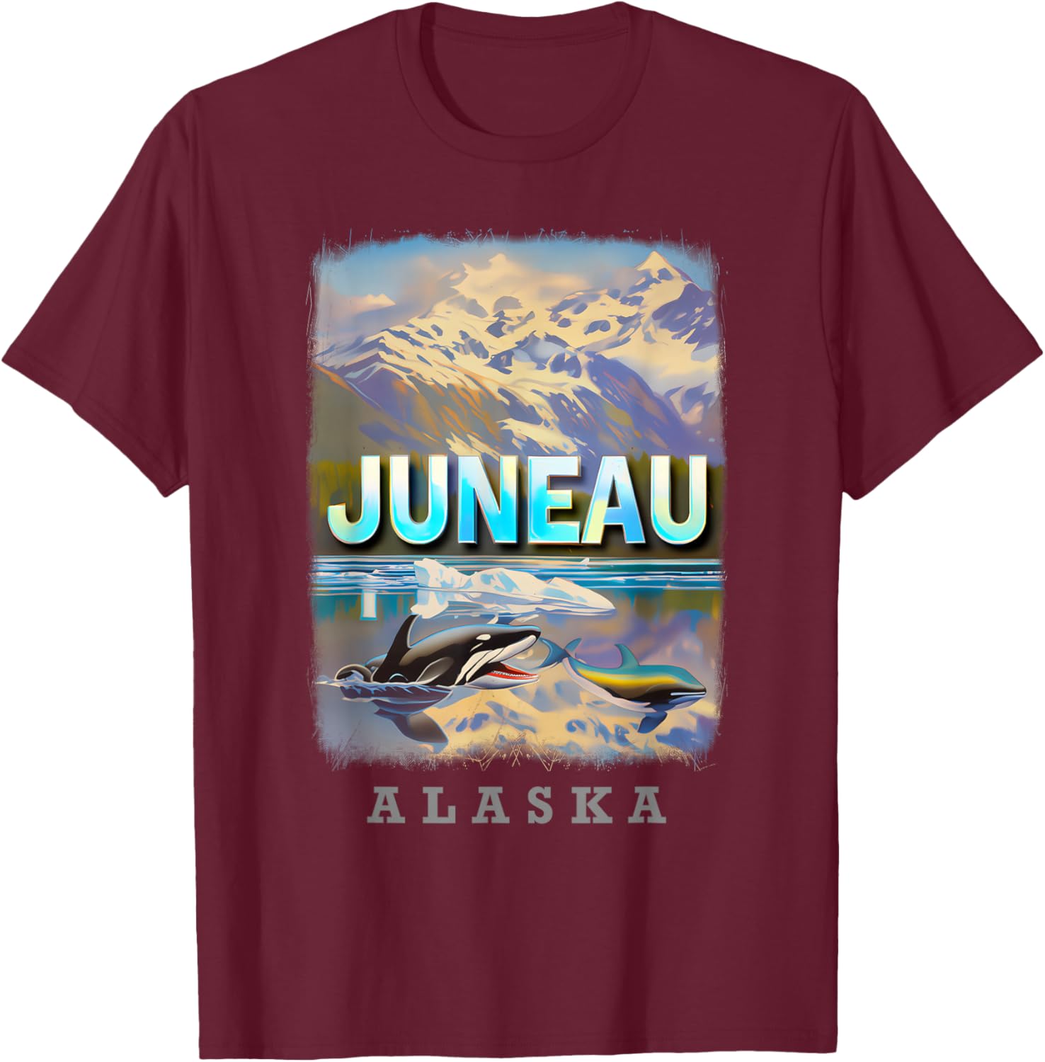 Juneau Alaska AK Glacier Majesty SD850 T-Shirt - T-Shirt | Maroon