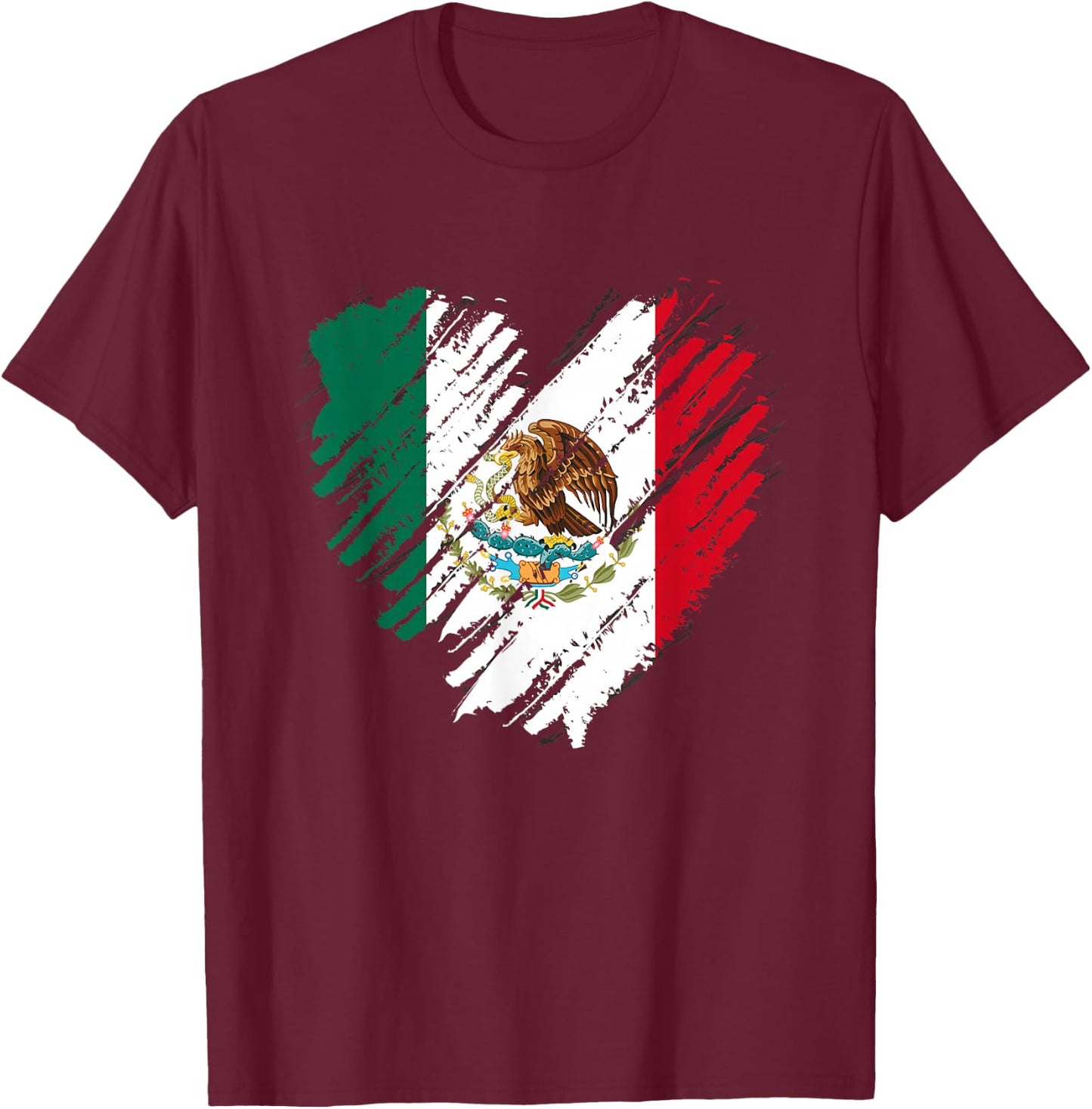 Mexico City Mexican Flag Heart Gift Mexico T-Shirt - T-Shirt | Maroon
