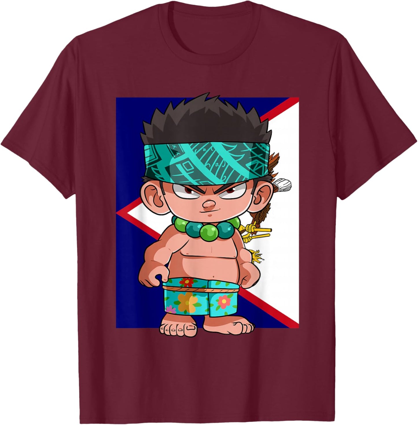 American Samoan Pride Polynesian Samoa Flag Kids AIGA T-Shirt - T-Shirt | Maroon