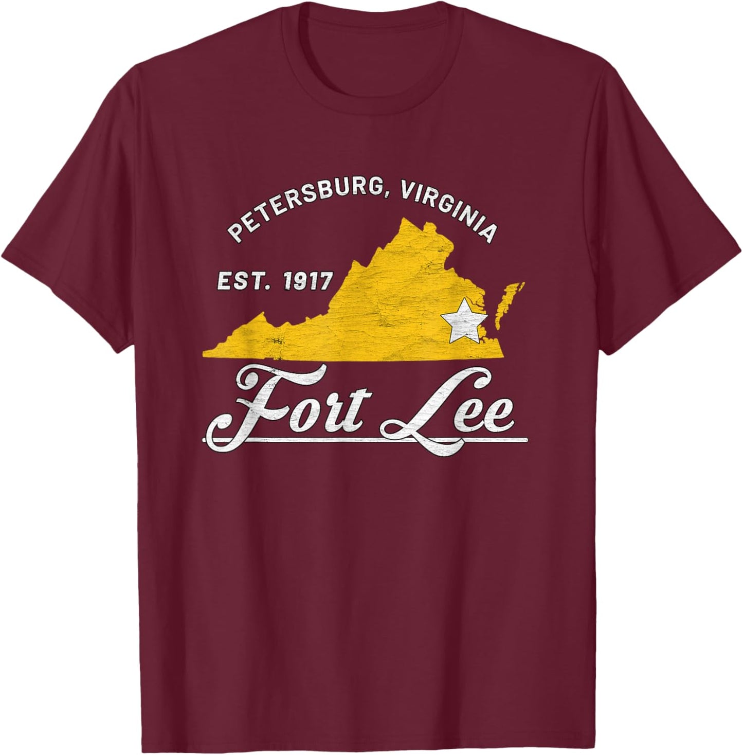 Fort Lee Petersburg Virginia Va Souvenir Gifts T-Shirt - T-Shirt | Maroon