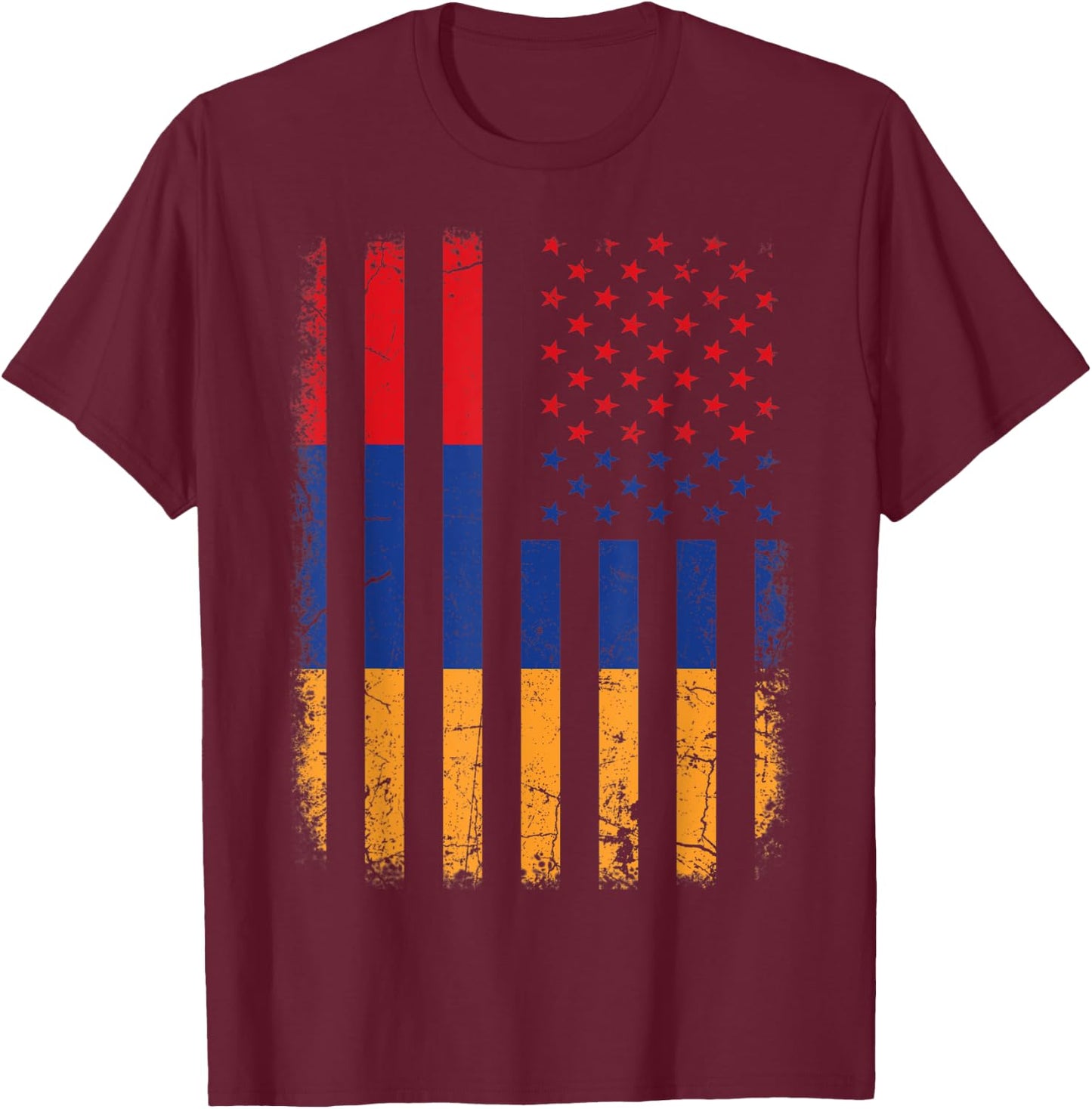 Armenian American Flag Armenia America Pride Heritage T-Shirt - T-Shirt | Maroon