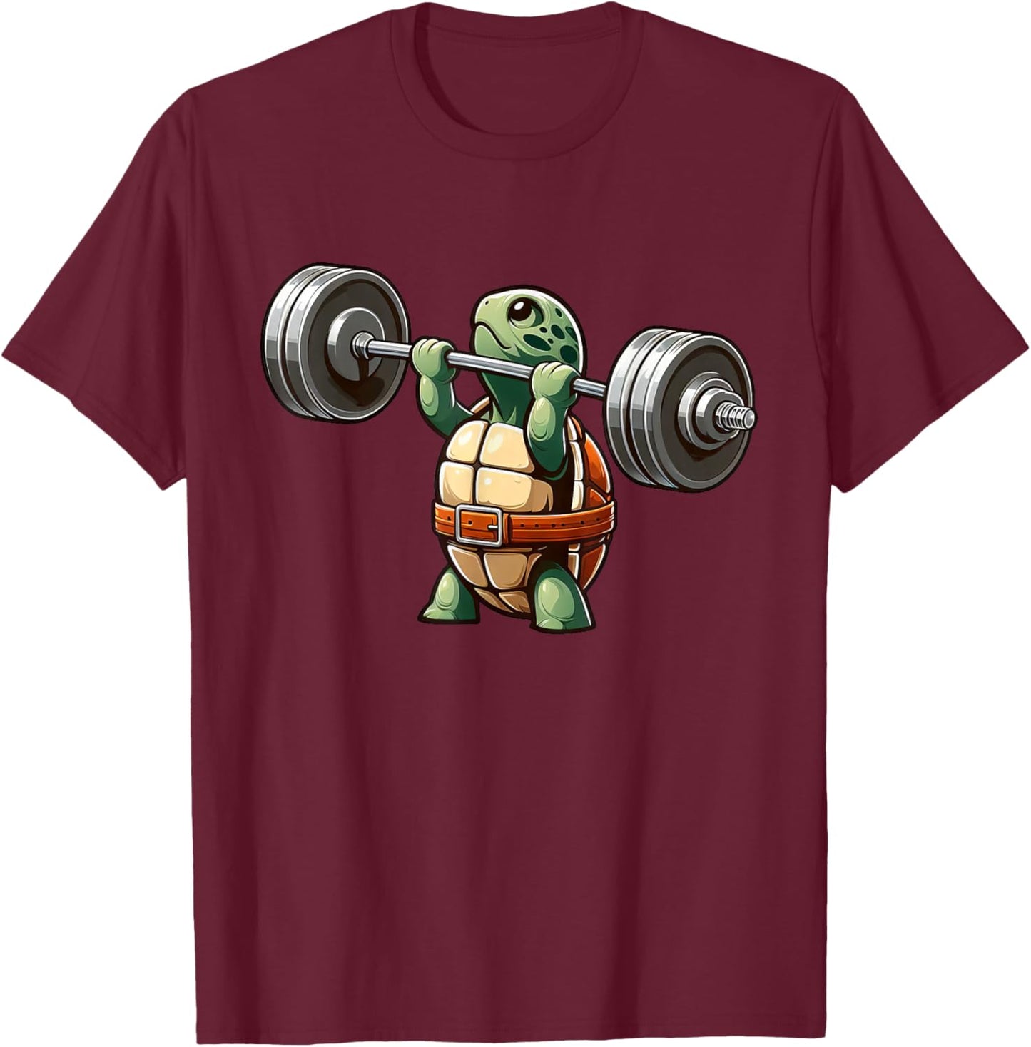 Turtle Weightlifter Strong Workout Gym T-Shirt - T-Shirt | Maroon
