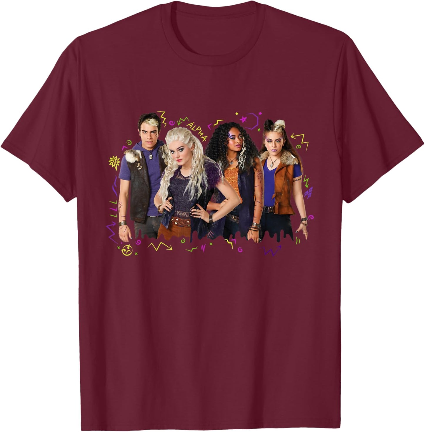 Disney Channel Zombies 2 Addison and Werewolves T-Shirt - T-Shirt | Maroon