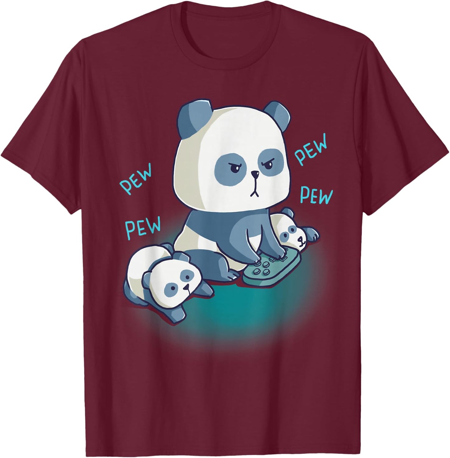 Gamer Parents Dad Mum Child Panda Bear Video Gaming Nerd T-Shirt - T-Shirt | Maroon