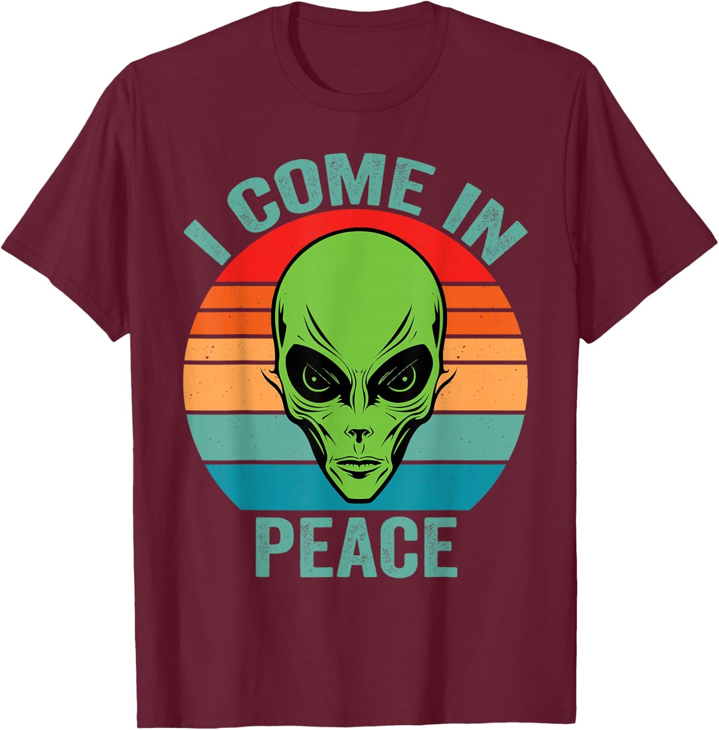 I Come In Peace im Peace Matching Couples Alien T-Shirt - T-Shirt | Maroon