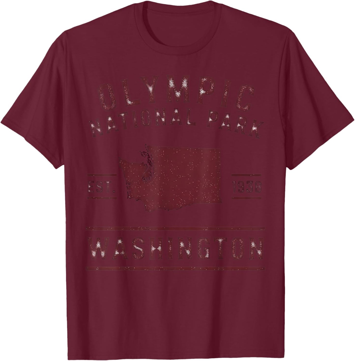 Olympic National Park Washington Est 1938 T-Shirt - T-Shirt | Maroon