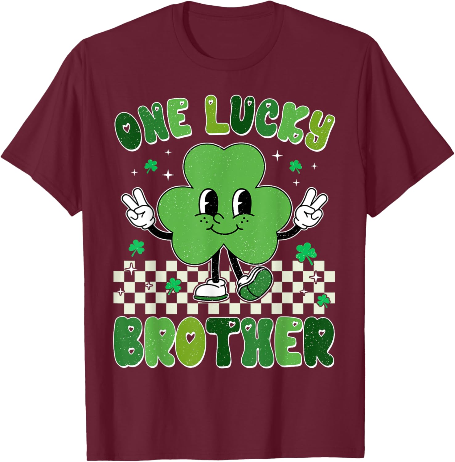 One Lucky Brother St Patrick's Day Shamrock Kids Boy Toddler T-Shirt - T-Shirt | Maroon
