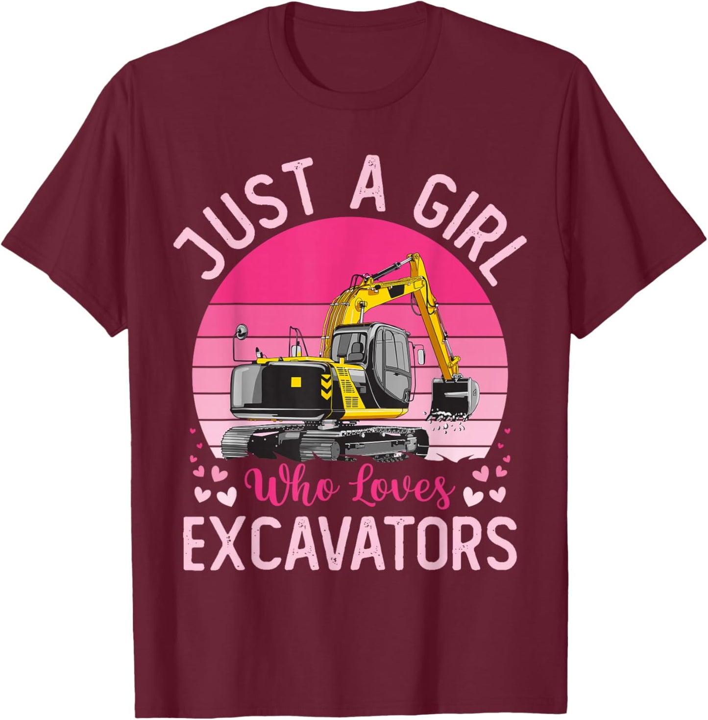 Vintage Just A Girl Who Loves Excavators T-Shirt - T-Shirt | Maroon