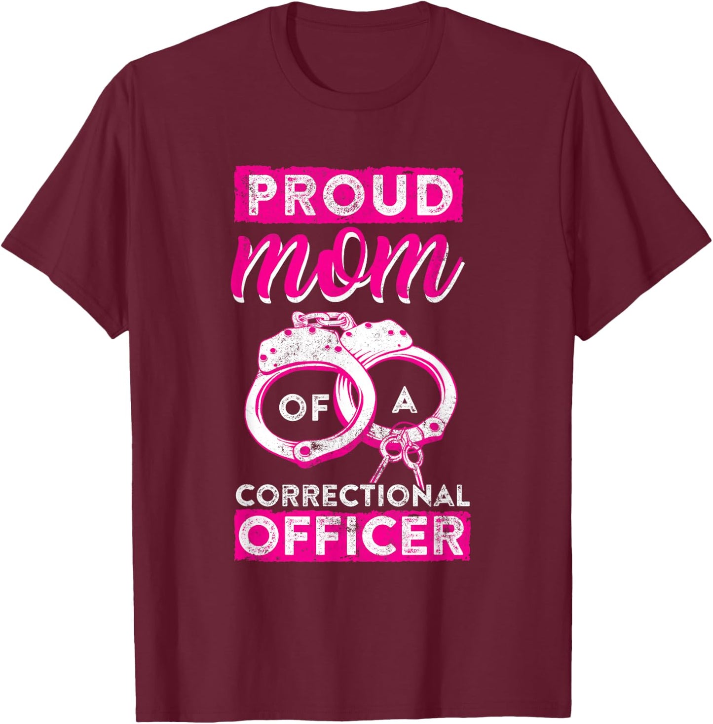 Correctional Officer Proud Mom Thin Silver Line T-Shirt - T-Shirt | Maroon