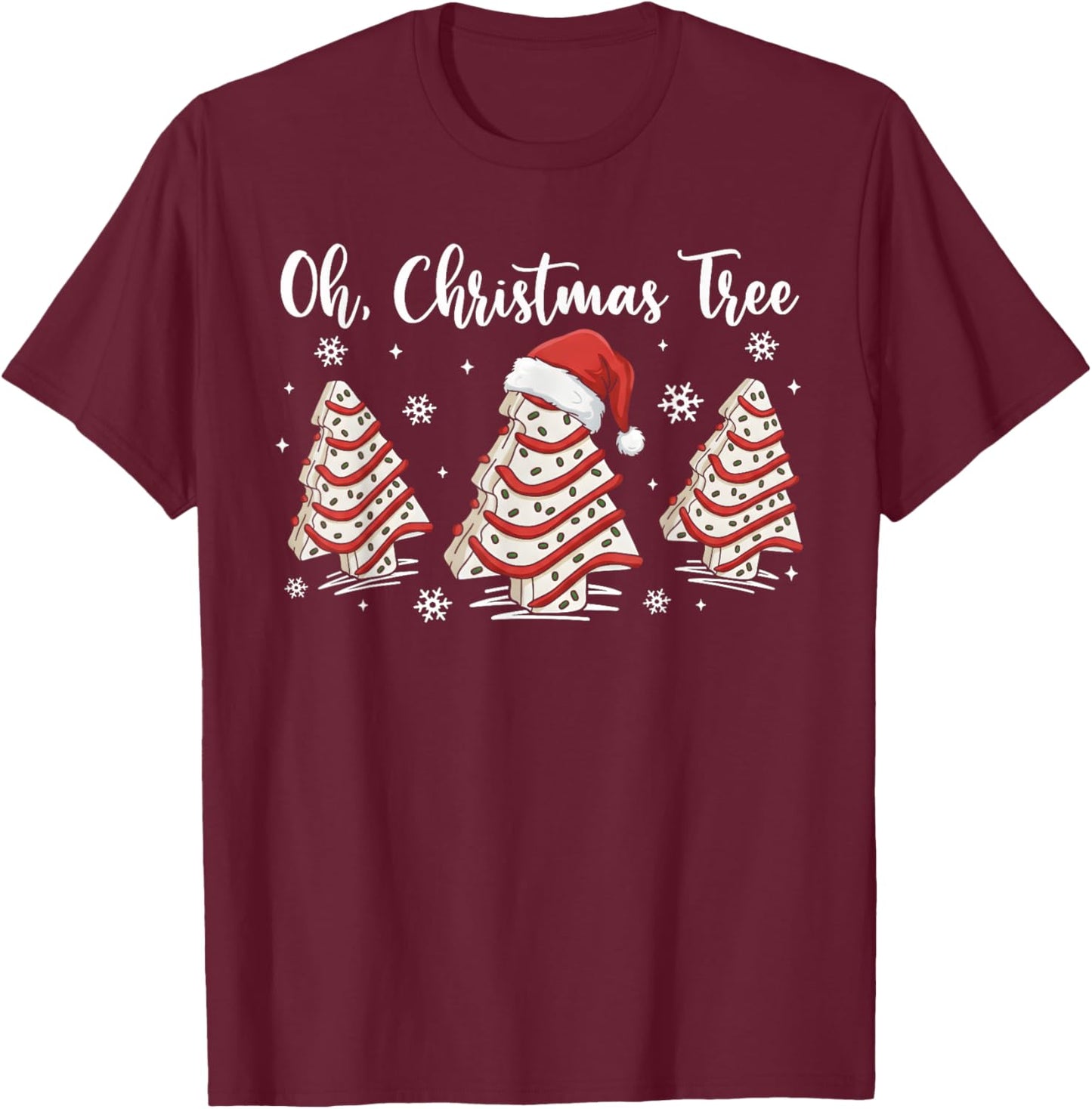 Groovy Oh Christmas Tree Cakes Debbie Becky Jen Cake Lovers T-Shirt - T-Shirt | Maroon