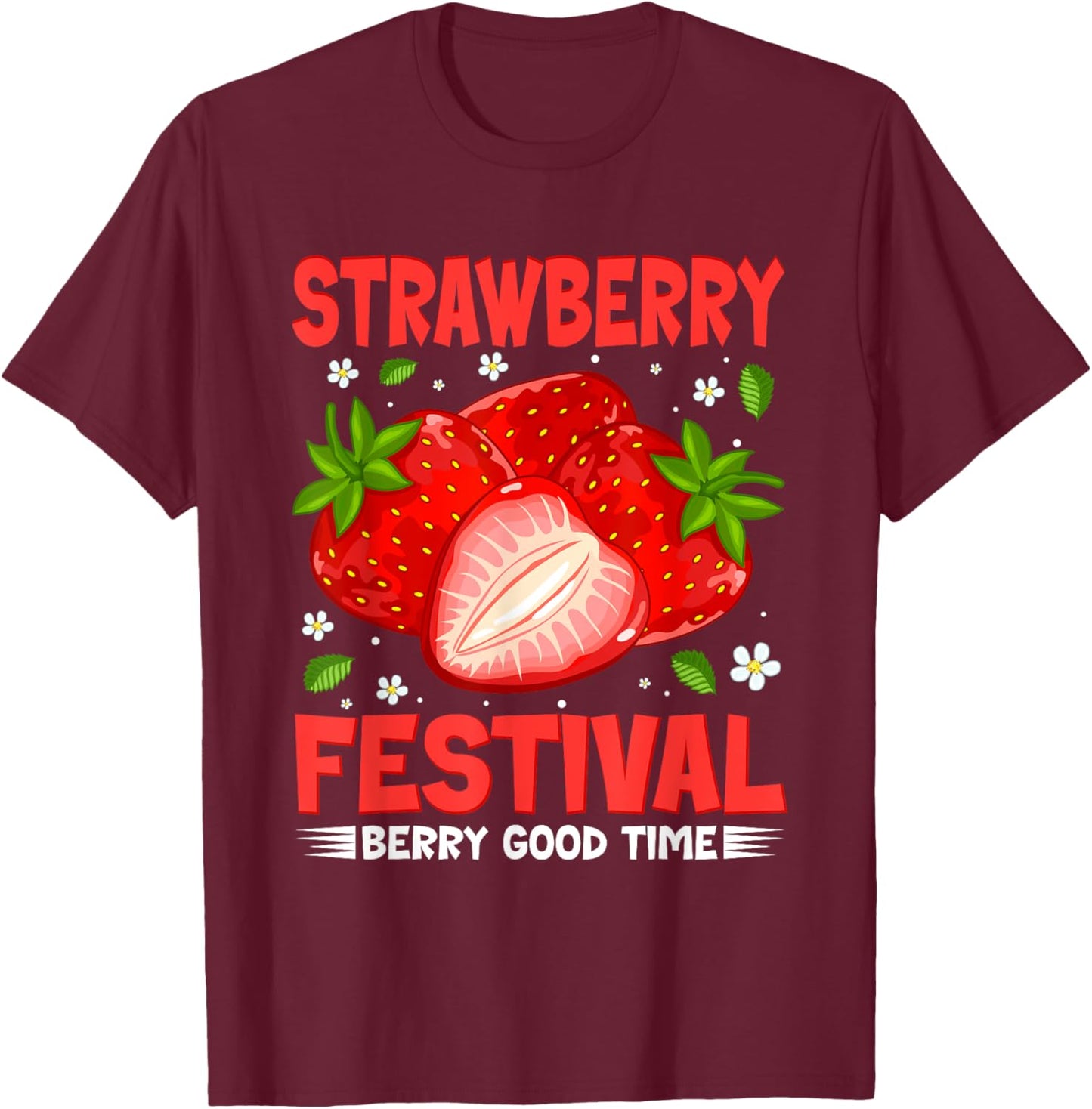 Retro Strawberry Festival Shirt Funny Fruit Lover Fruitarian T-Shirt - T-Shirt | Maroon