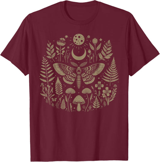 Therian Grunge Fairycore Aesthetic Luna Moth Cottagecore T-Shirt - T-Shirt | Maroon