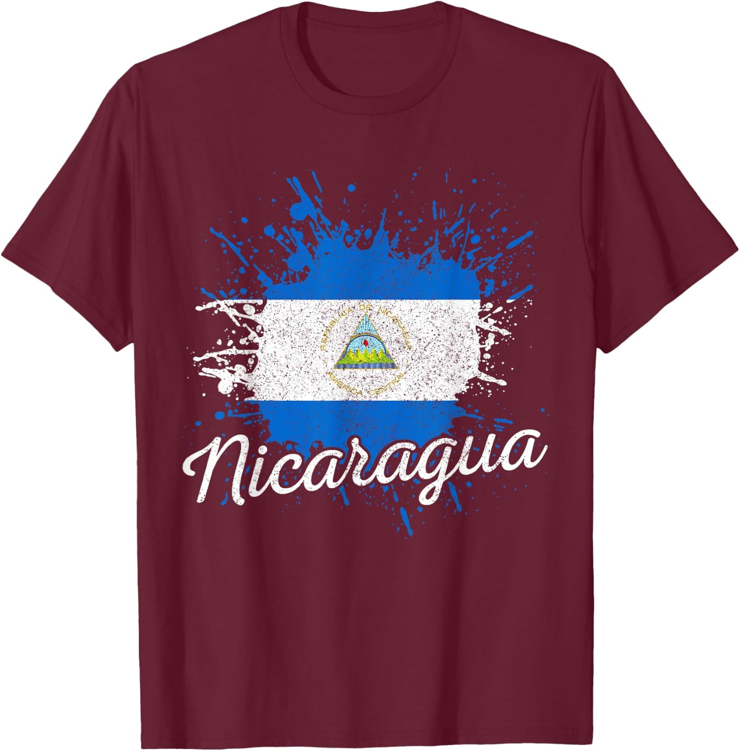 Nicaragua Flag Vintage Souvenir T-Shirt - T-Shirt | Maroon
