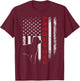 Vintage USA American Flag Proud Poodle Dad Silhouette Funny Women Men T-Shirt - T-Shirt | Maroon