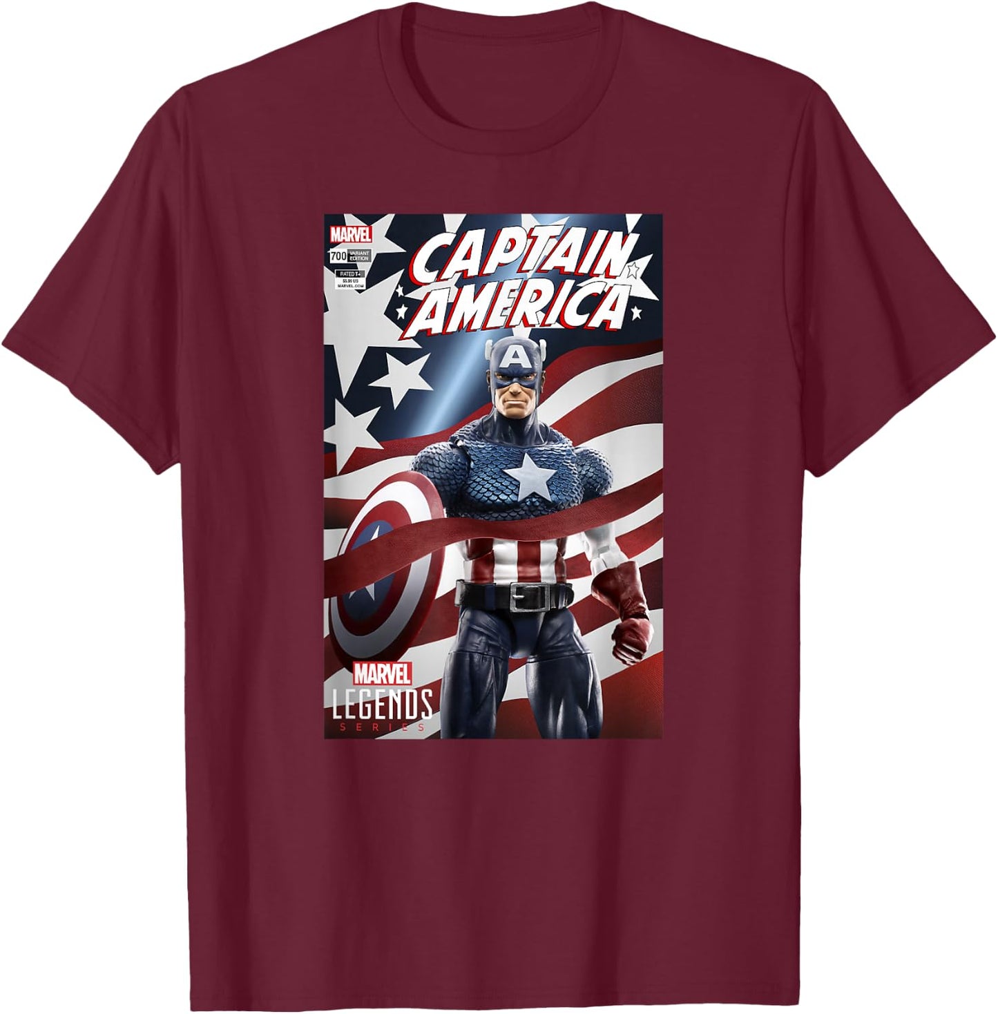 Marvel Legends Series Captain America Comic Cover T-Shirt - T-Shirt | Maroon