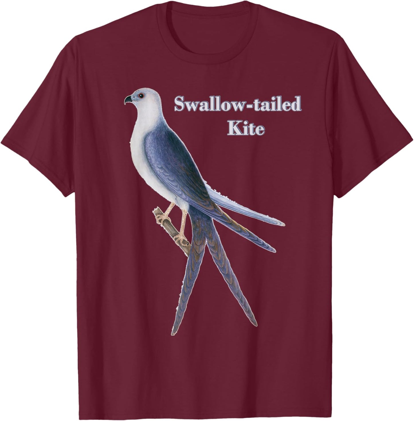 Swallow-tailed Kite Bird Drawing T-Shirt - T-Shirt | Maroon