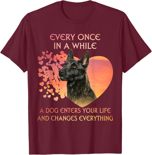 Every Once In A While A Dog Enters Your Life Dutch Shepherd T-Shirt - T-Shirt | Maroon