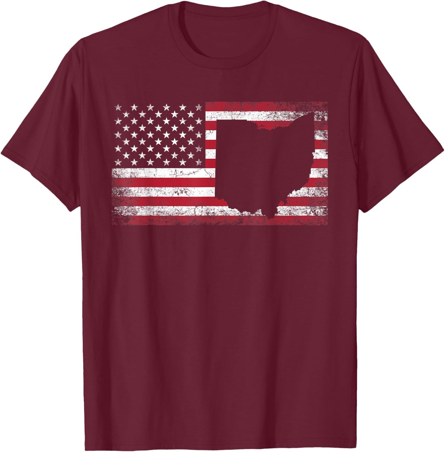 Ohio 4th of July American Flag USA America Patriotic T-Shirt - T-Shirt | Maroon