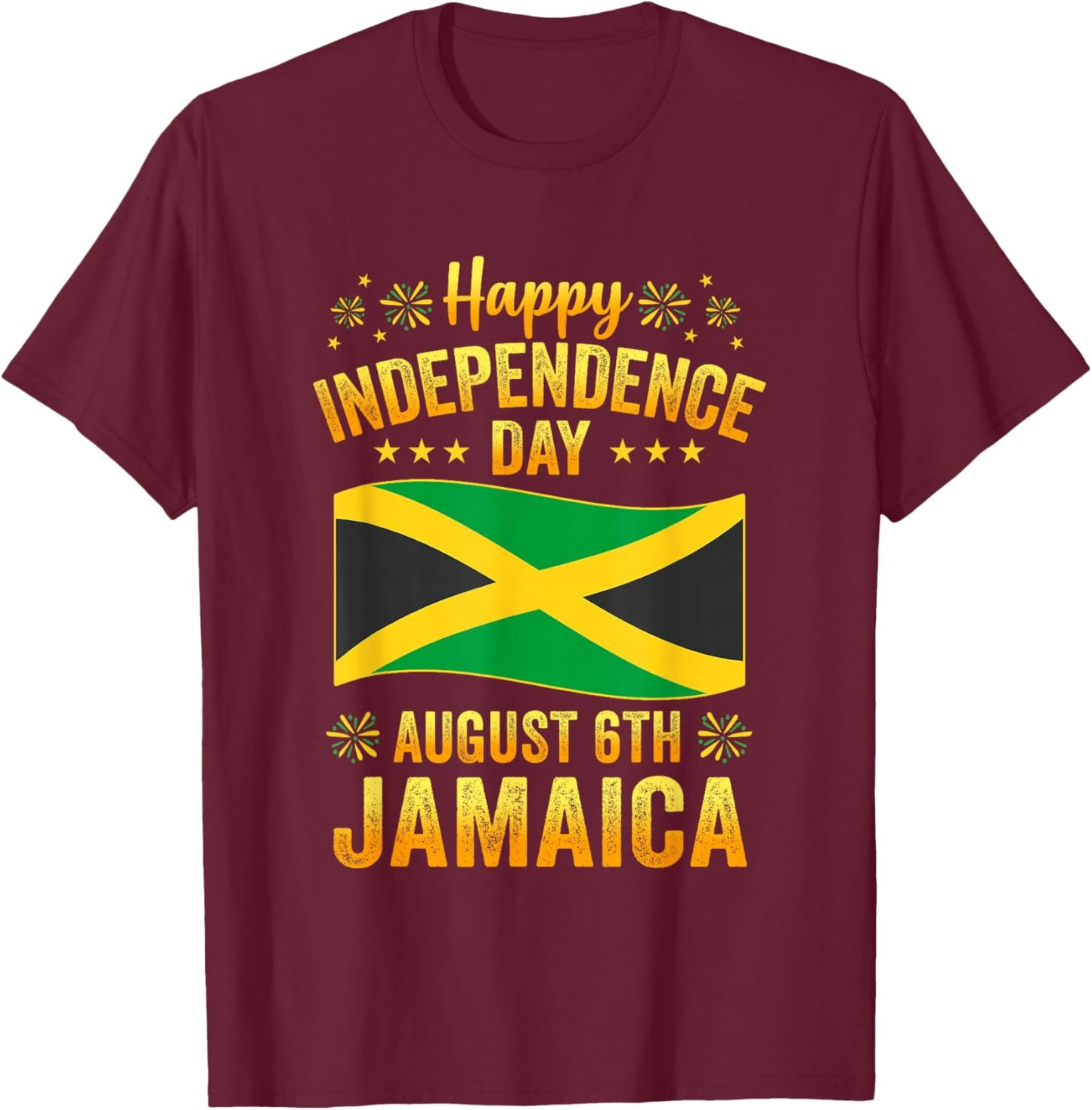 Proud Jamaican Happy Independence Day Jamaica 1962 Men Women T-Shirt - T-Shirt | Maroon