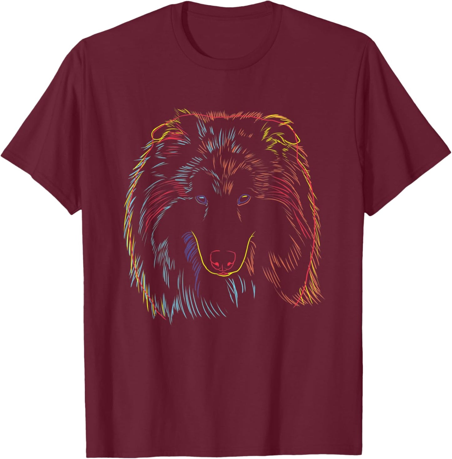 Colourful Dog Rough Collie Women Kids T-Shirt - T-Shirt | Maroon
