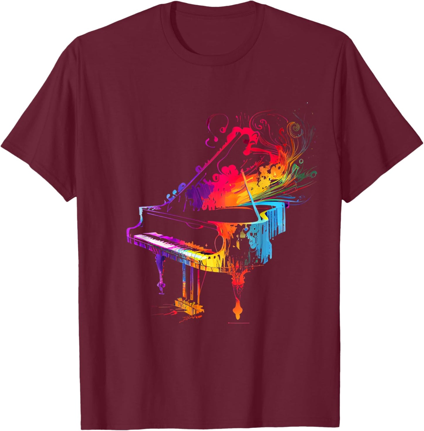 Piano Musician Piano Player Gifts & Designs -Adults, -Kids Black Small Colorful Modern Lace T-Shirt - T-Shirt | Maroon