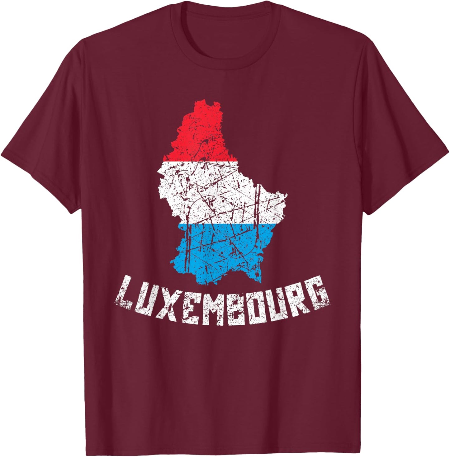 Luxembourg Flag Distressed Men Women Kids Luxembourger T-Shirt - T-Shirt | Maroon