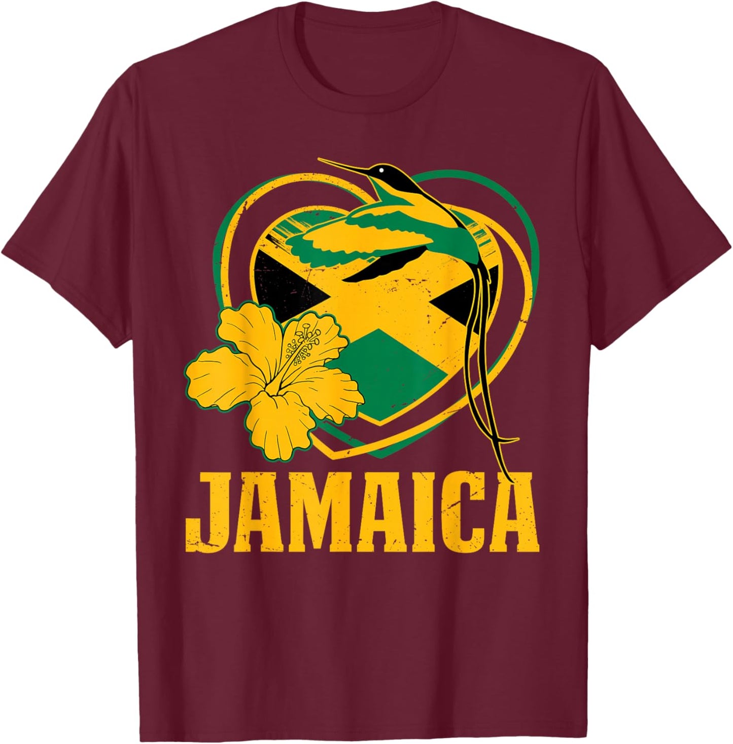 Funny Jamaica Independence Day 1962 Jamaican Doctor Bird T-Shirt - T-Shirt | Maroon