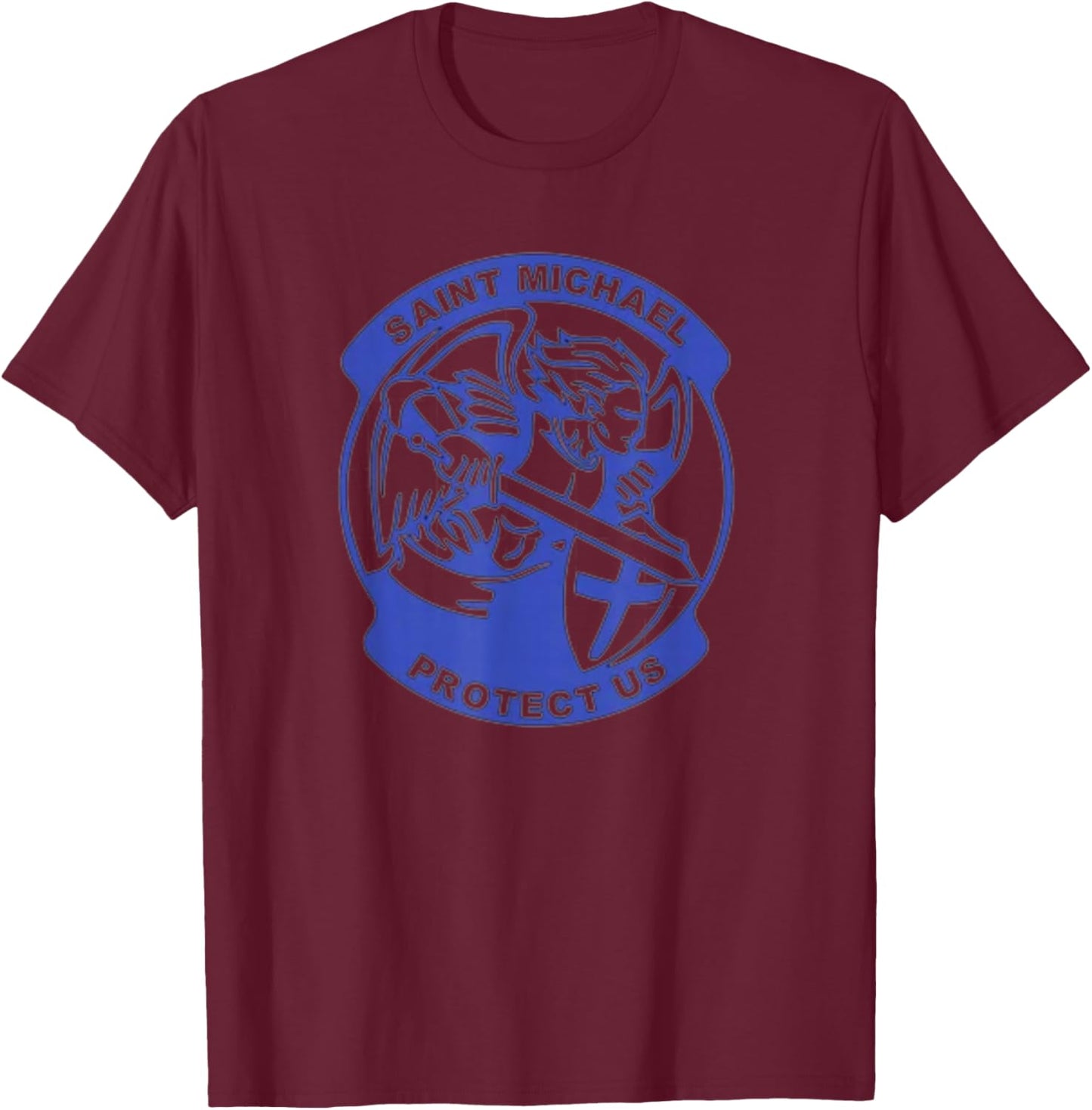 St. Michael The Archangel Fire, Police, Military Gift T-Shirt - T-Shirt | Maroon