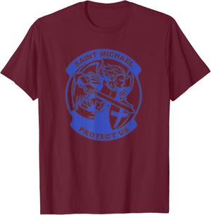 St. Michael The Archangel Fire, Police, Military Gift T-Shirt - T-Shirt | Maroon