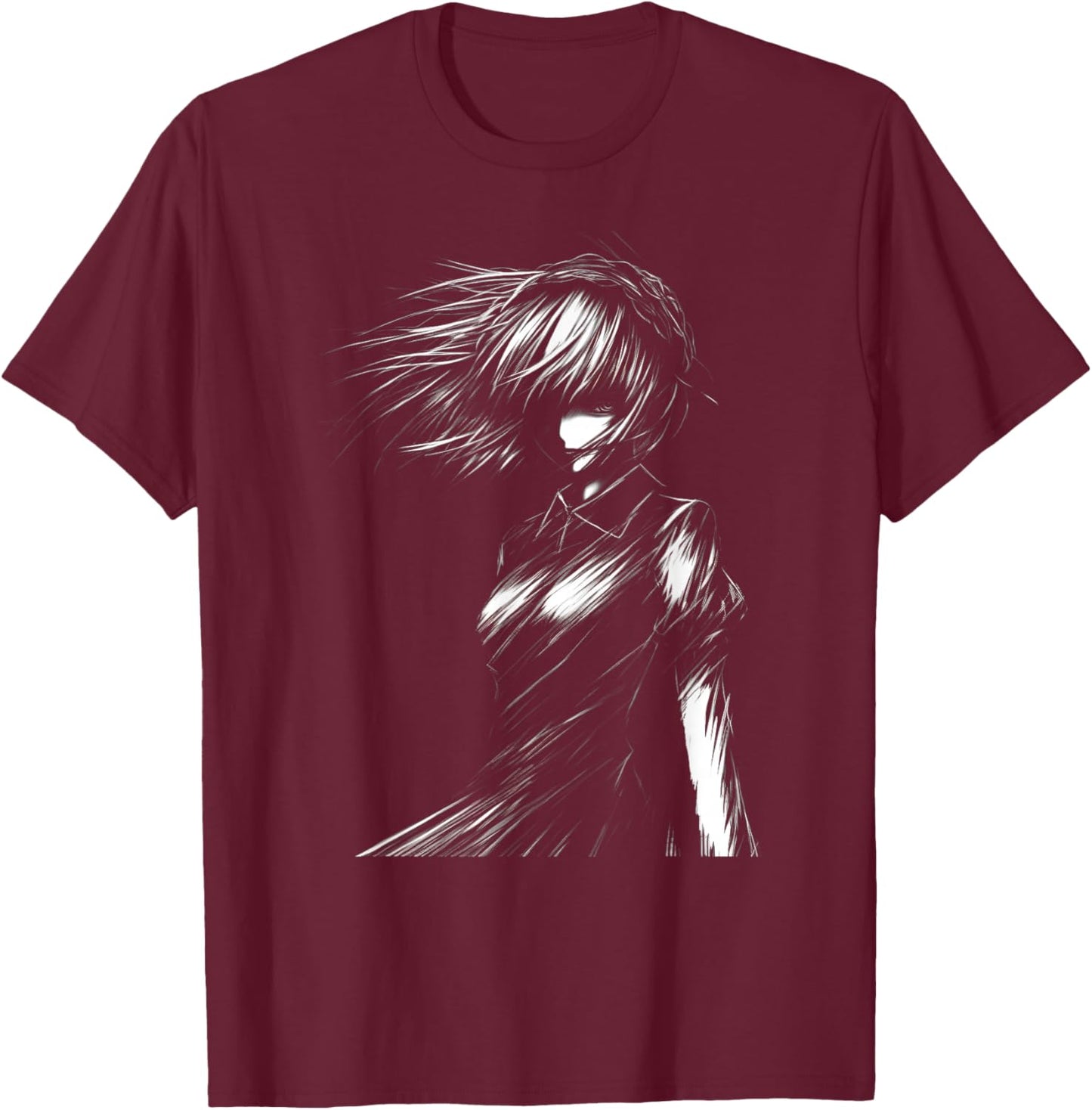 Anime and Sketching Manga Girl with a Cat Anime Lover T-Shirt - T-Shirt | Maroon