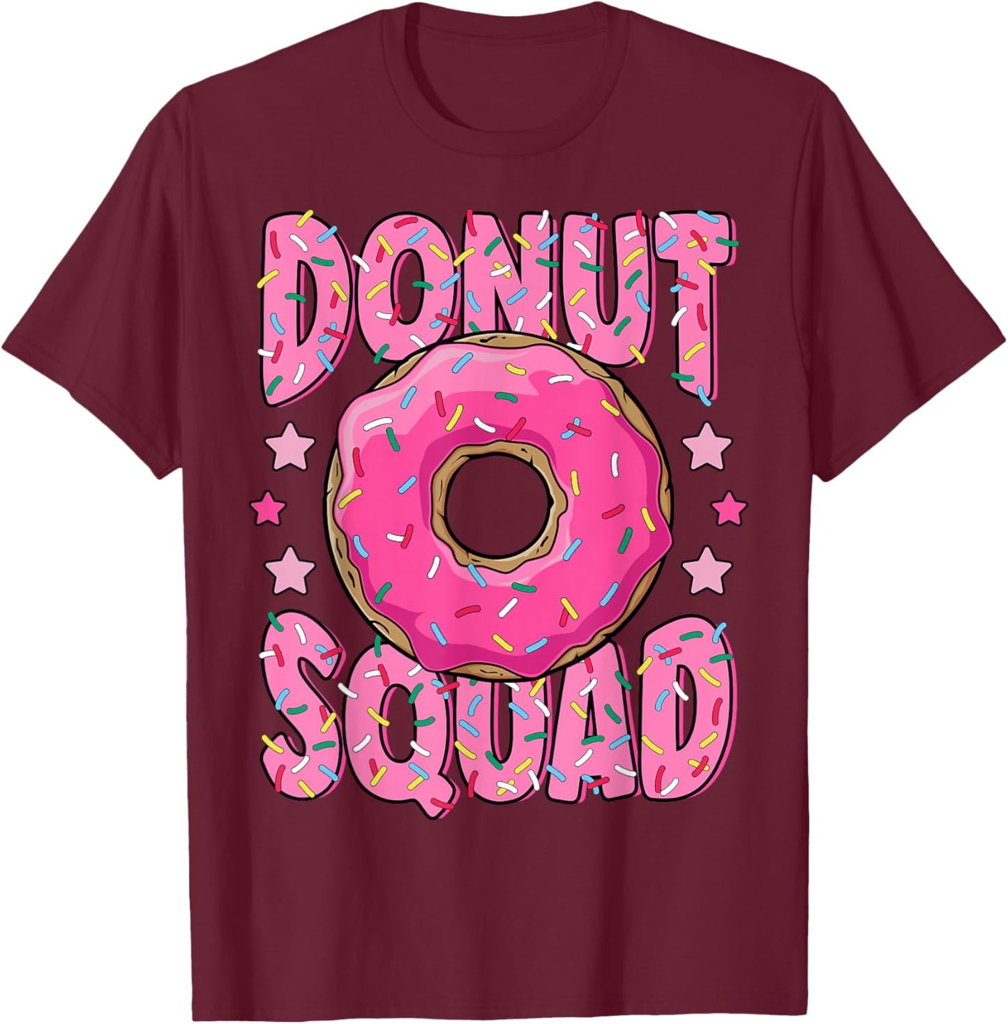 Pink Donut Squad Sprinkles Donut Lover Matching Donut Party T-Shirt - T-Shirt | Maroon