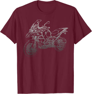 Motorcycle Pencil Motif R1200GS K51 ADV Enduro Touring T-Shirt - T-Shirt | Maroon