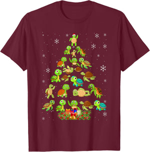 Sea Turtle Christmas Tree Matching Family Xmas Tree T-Shirt - T-Shirt | Maroon