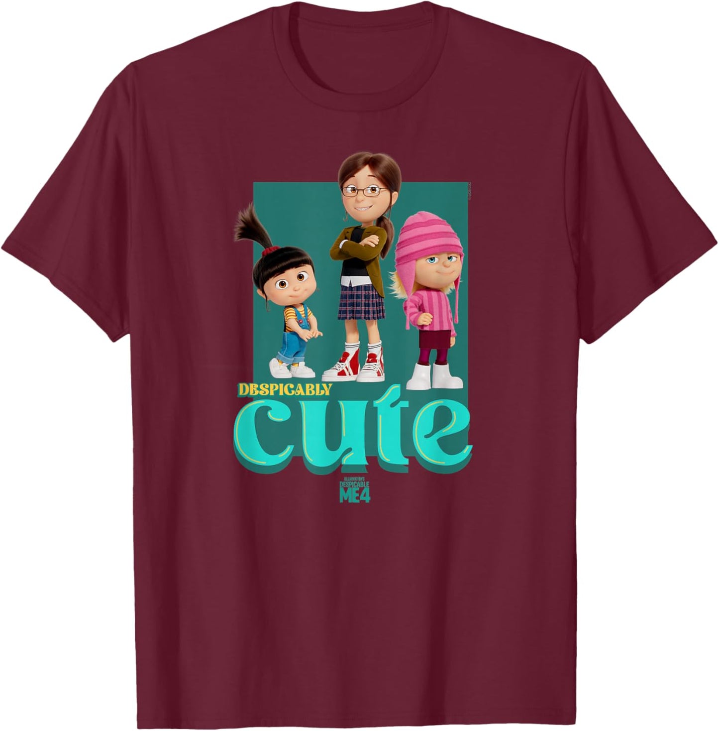 Minions Despicable Me 4 Despicably Cute T-Shirt - T-Shirt | Maroon
