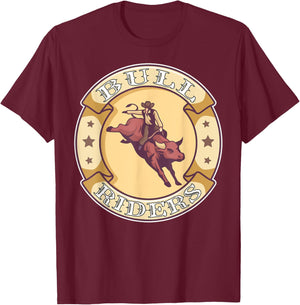 Bull Riders Cowboy Bull Riding T-Shirt - T-Shirt | Maroon