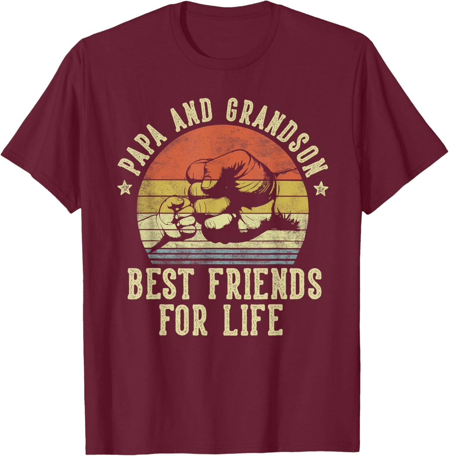 Papa and Grandson Best Friends for Life Funny Papa , Small, Black T-Shirt - T-Shirt | Maroon