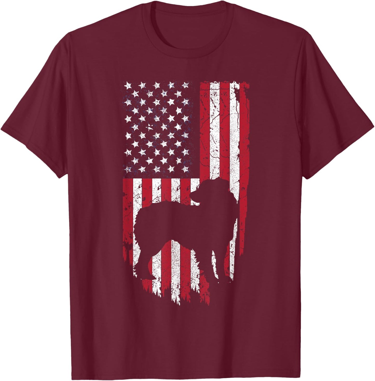 Australian Shepherd Dog Mom Dad Shirts, 4th Of July USA Flag Women Kids Men T-Shirt - T-Shirt | Maroon