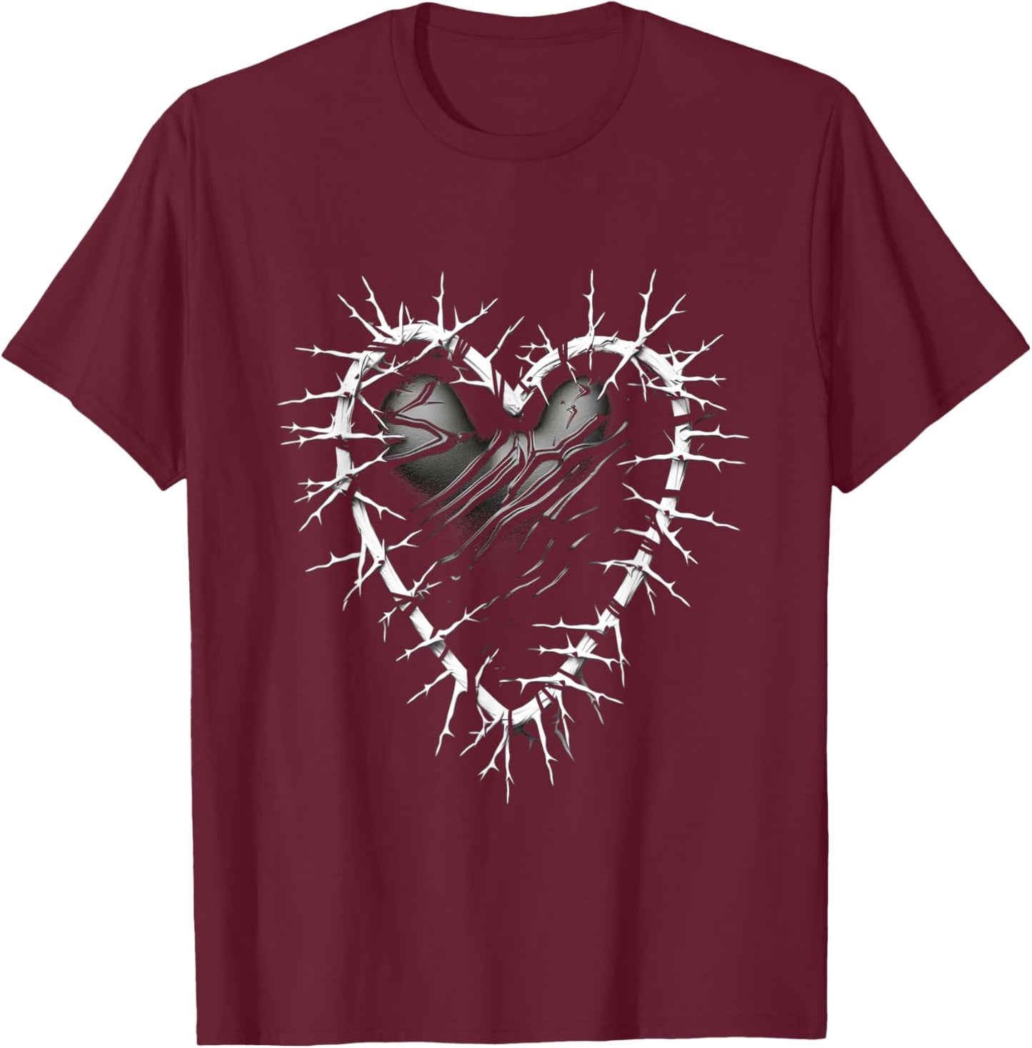 Barbed Wire Heart barbwire gothic grunge aesthetic T-Shirt - T-Shirt | Maroon