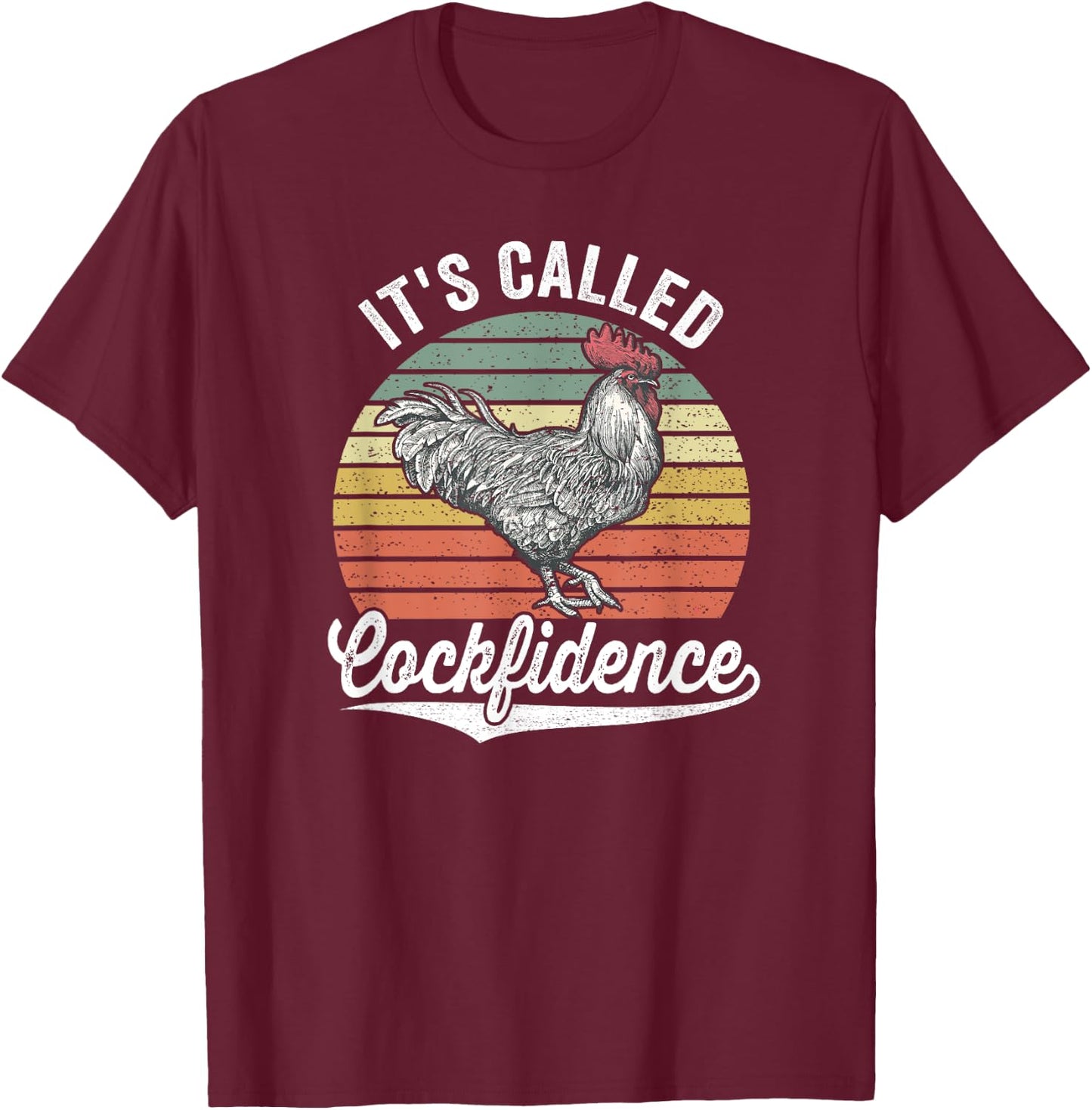 Retro Alpha Fighting Rooster Its Called Cockfidence Cocky T-Shirt - T-Shirt | Maroon