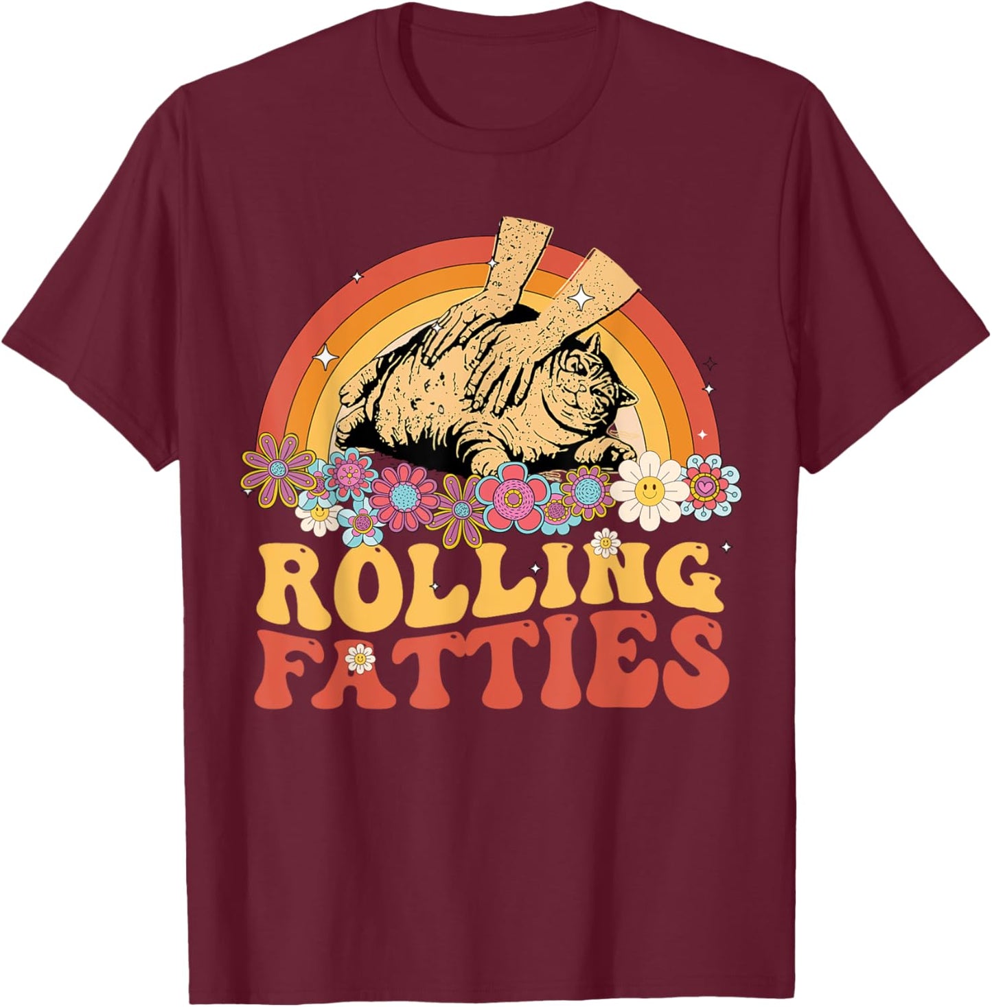 Funny Fat Kitten Cat Rolling Fatties Cute Kitty Owner Women T-Shirt - T-Shirt | Maroon