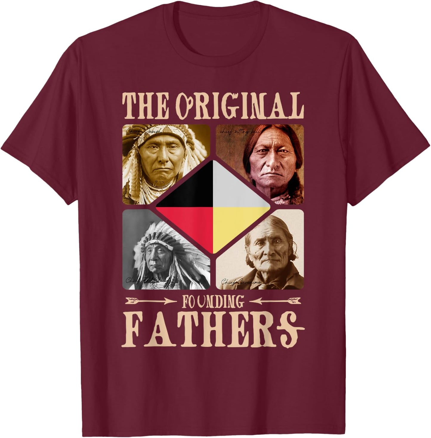 Original Founding Fathers Native American retro Tribe Pride T-Shirt - T-Shirt | Maroon