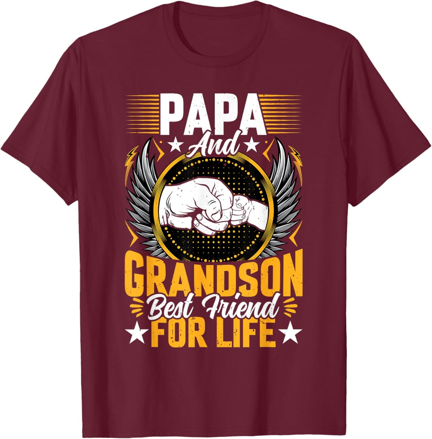 Papa and Grandson Best Friend for Life - Fathers Day Grandpa T-Shirt - T-Shirt | Maroon