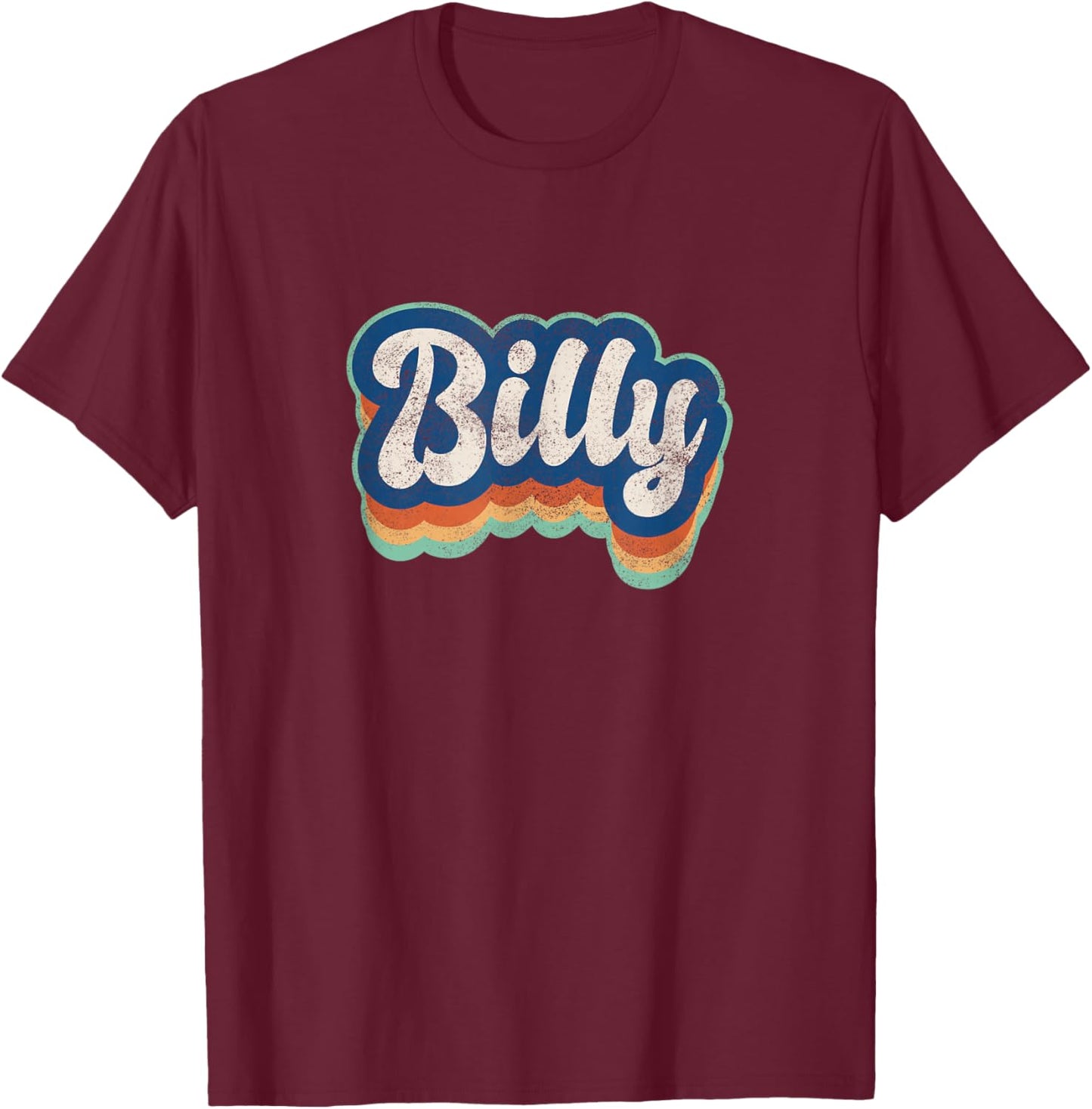 Billy First Name Boy Vintage Style 70s 80s Personalized T-Shirt - T-Shirt | Maroon