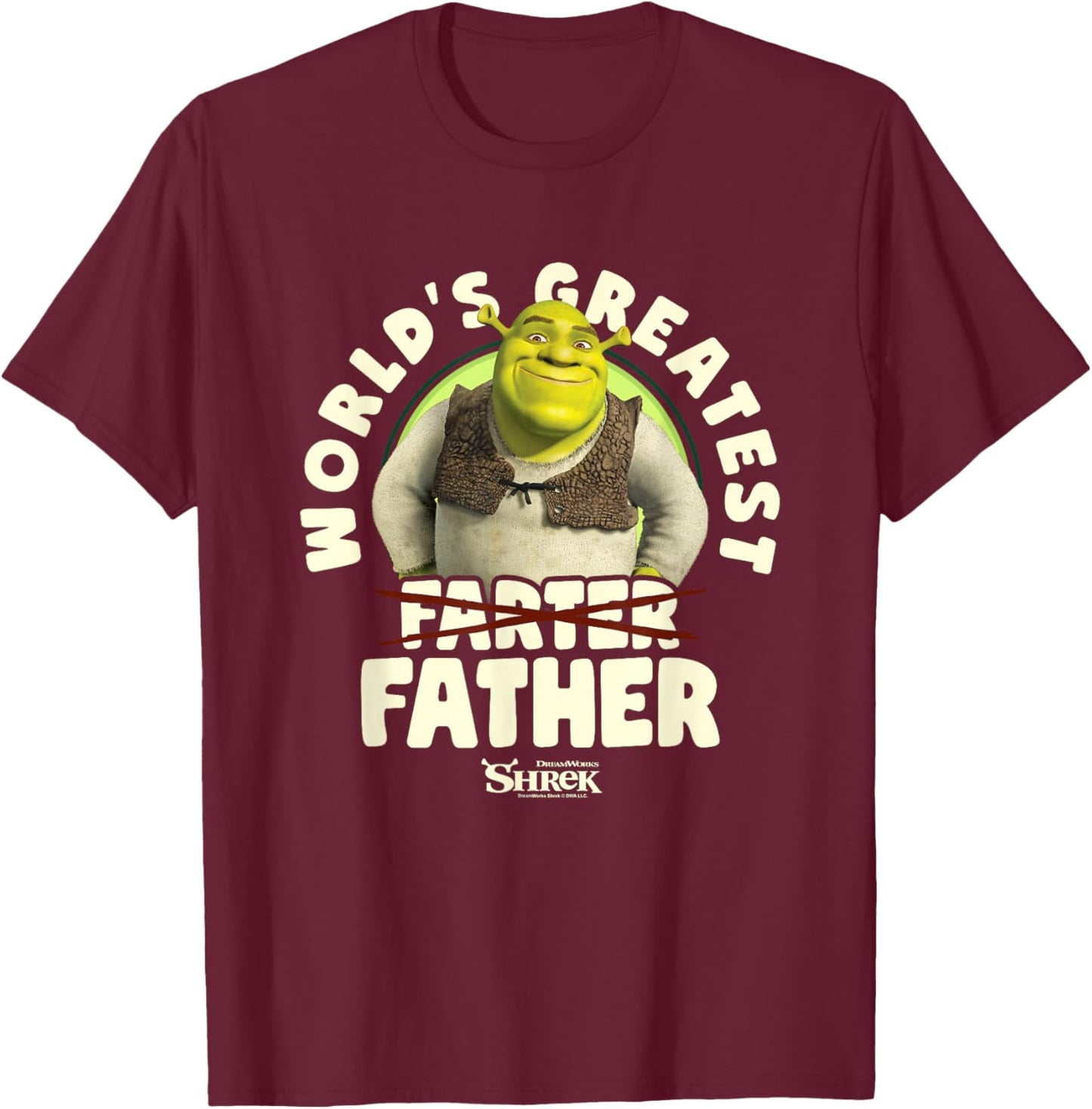 Shrek Father's Day World's Greatest Farter Crossed Text T-Shirt - T-Shirt | Maroon