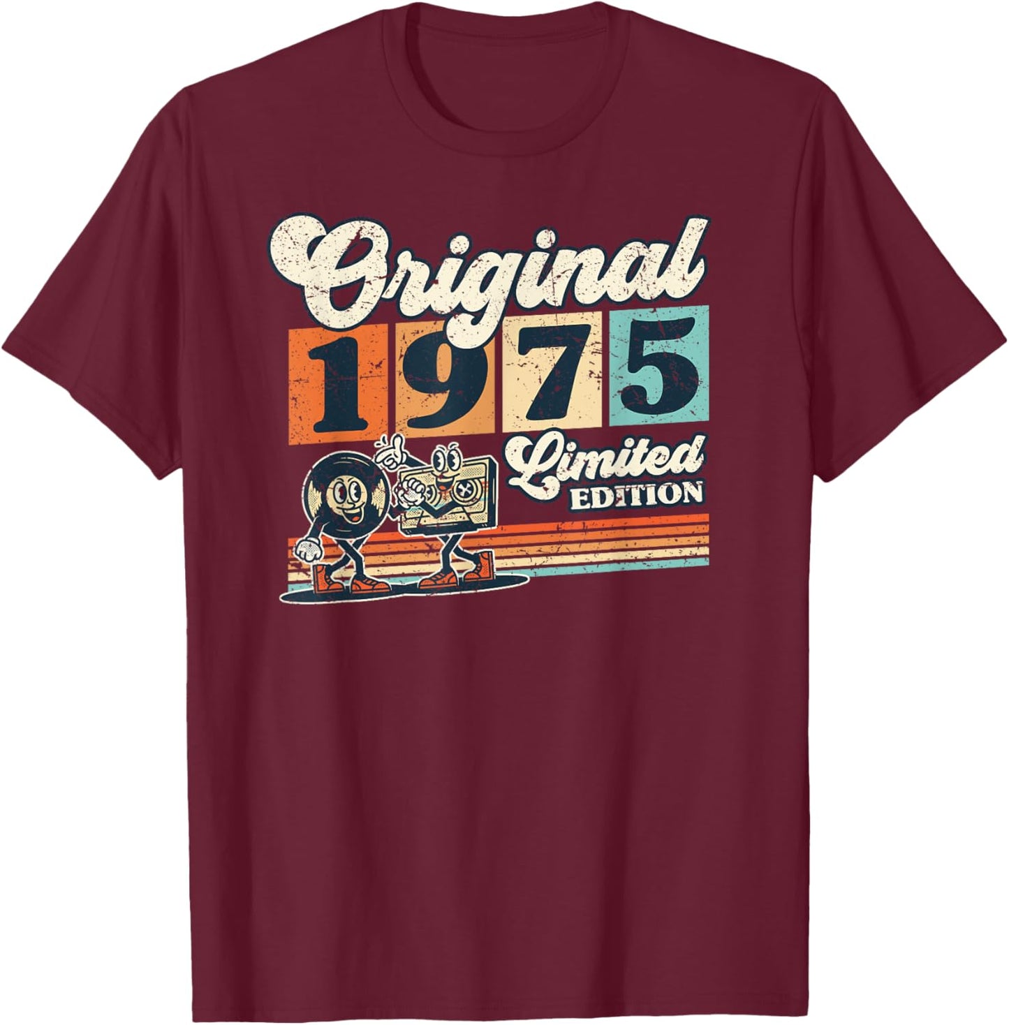 1975 Vintage Geburtstag Retro Vintage Männer Frauen Geschenk T-Shirt - T-Shirt | Maroon