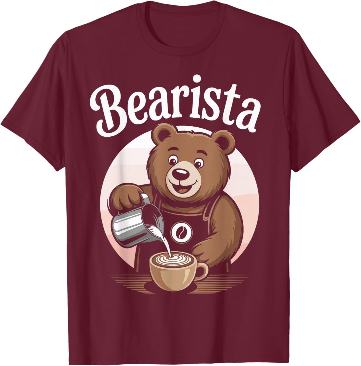 Bearista Bear Funny Coffee Barista T-Shirt - T-Shirt | Maroon