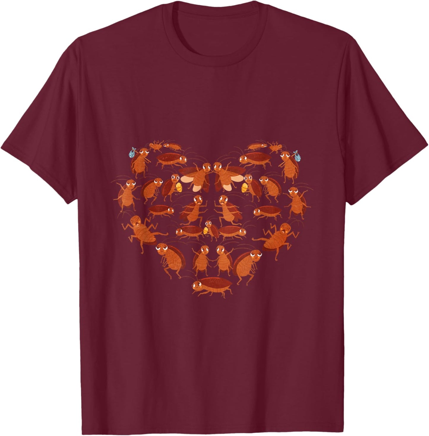 Heart Cockroaches T-Shirt - T-Shirt | Maroon