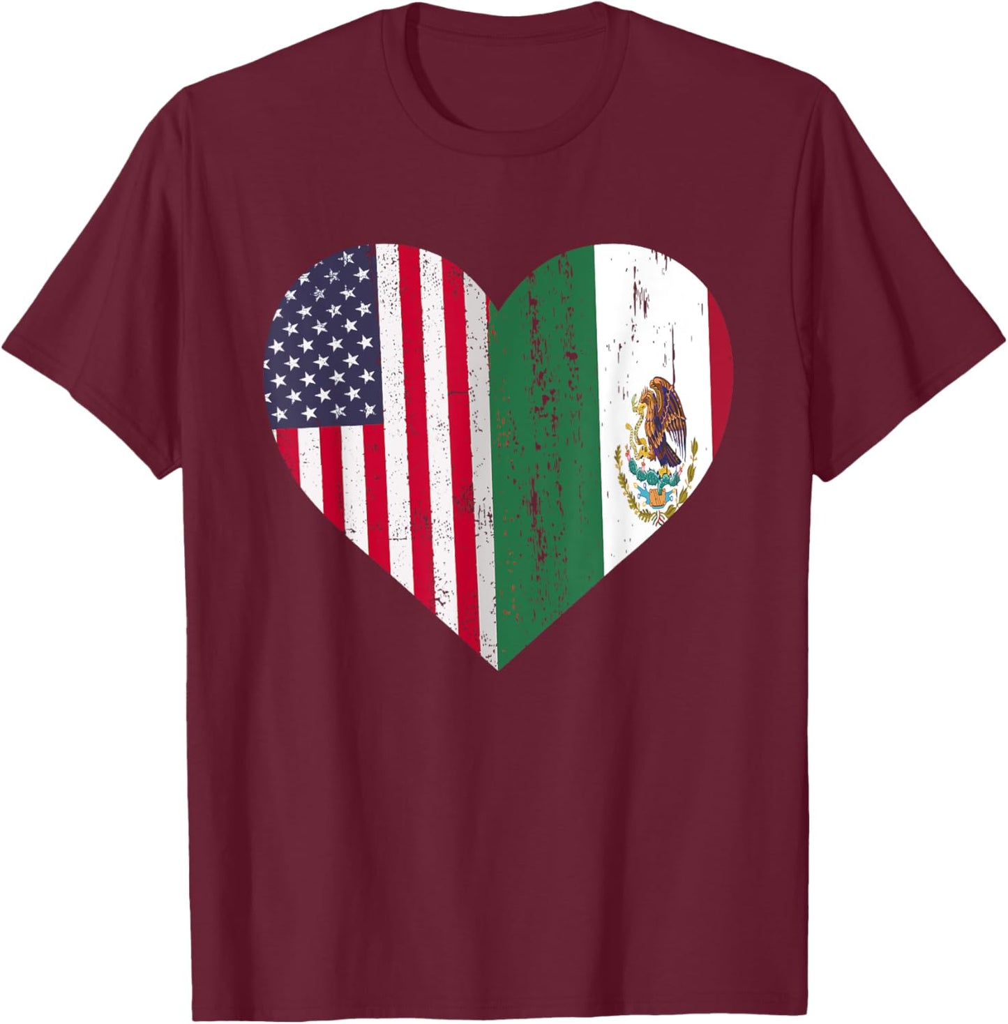 Mexico US Flag Patriot Mexican Flag American Flag T-Shirt - T-Shirt | Maroon
