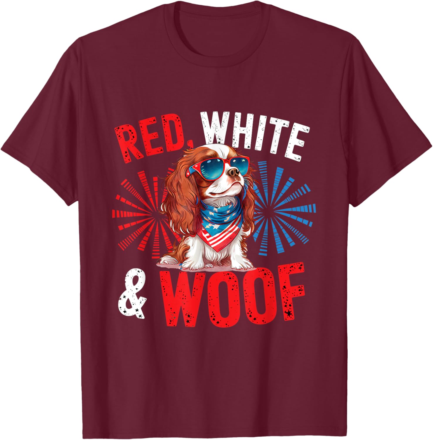 Cavalier King Charles Spaniel dog mom Patriotic Merica T-Shirt - T-Shirt | Maroon