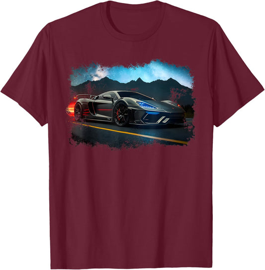 Exotic Concept Supercar Hypercar Sports Car Art Boys Graphic T-Shirt - T-Shirt | Maroon